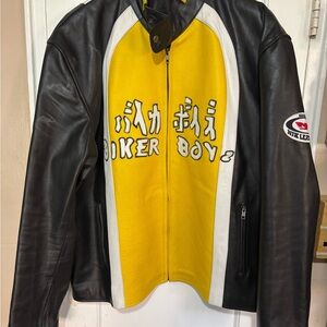Biker Boyz Leather Jacket - Black and Yellow